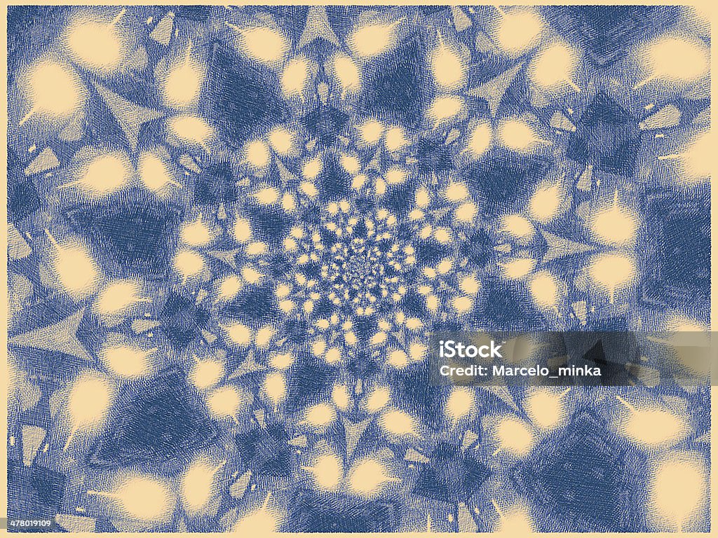 old geometric mandala yellow and blue digital drawing mandala Abstract Stock Photo