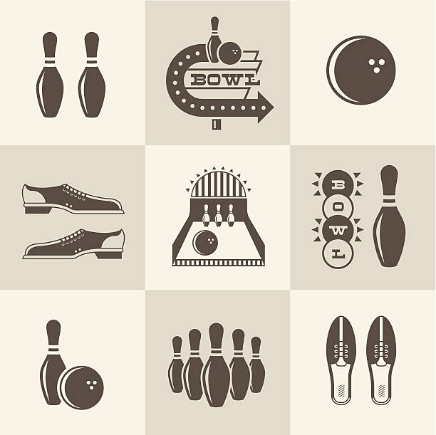 Bowling icons vector art illustration