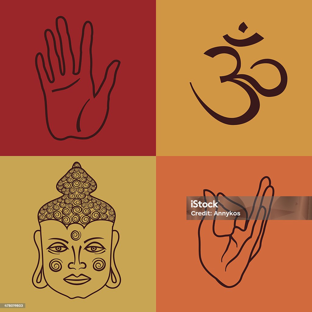 Buddyzm atrybuty - Grafika wektorowa royalty-free (Budda)