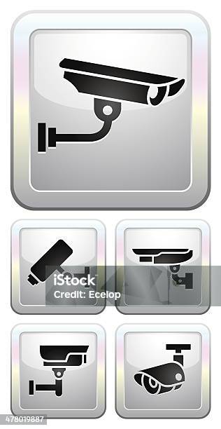 Cctvetiketten Videoüberwachung Set Buttonsecurity Kamera Pictogram Stock Vektor Art und mehr Bilder von 24 Hrs - englischer Satz