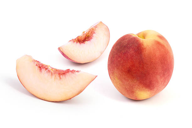 reife pfirsich früchten - peach nectarine fruit portion stock-fotos und bilder
