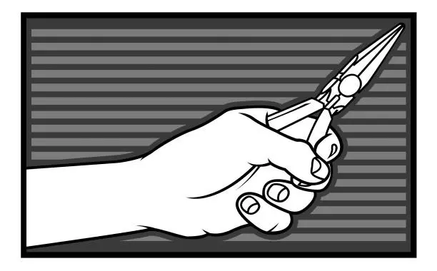 Vector illustration of Hand Holding Pliers