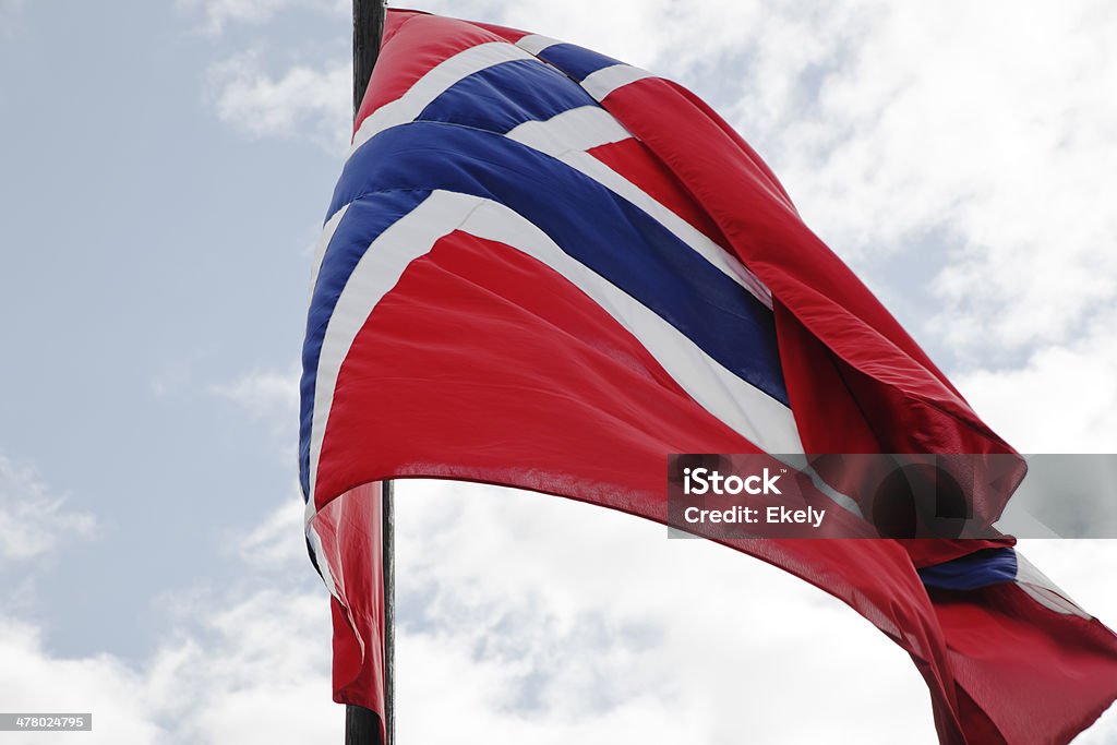 Bandeira da Noruega em vermelho branco e azul. - Royalty-free Acenar Foto de stock