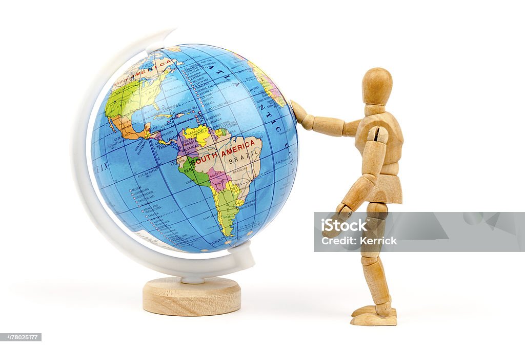 Manequins de madeira e mundo todo mundo - Foto de stock de Globo terrestre royalty-free