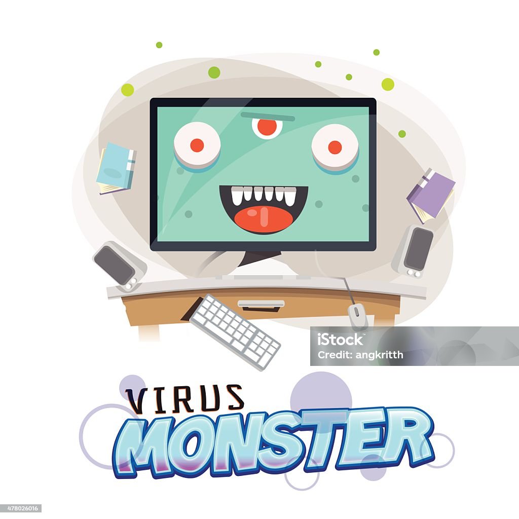 Computer Virus Boss Virus Monster Character On Computer Vector Illustration Stock ...