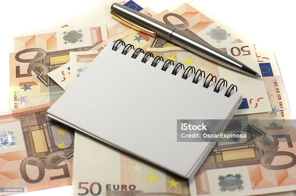 Portatile. Banconote. Penna - Foto stock royalty-free di Banconota