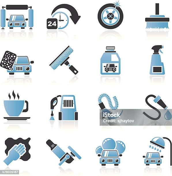 Car Wash Objects And Icons Stock Illustration - Download Image Now - Car Wash, Car, Polishing