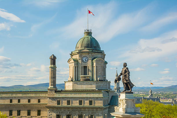 Statue of Samuel de Champlain, founder of Quebec city, in Old Quebec, Canada