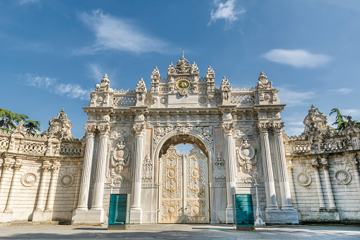 Dolmabahce Palace located in the Besiktas district of Istanbul, Turkey, on the European coastline of the Bosphorus strait, served as the main administrative center of the Ottoman Empire from 1856 to 1922, apart from a 22-year interval (1887–1909) in which Yildiz Palace was used.