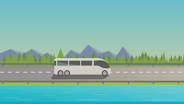 illustrazioni stock, clip art, cartoni animati e icone di tendenza di turistica autobus bianco - autobahn