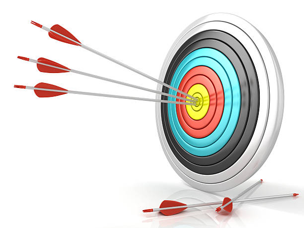 istock Archery target with red arrows in the center 478029728