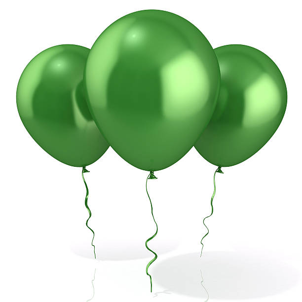 istock Three green balloons, isolated on white background 478029748