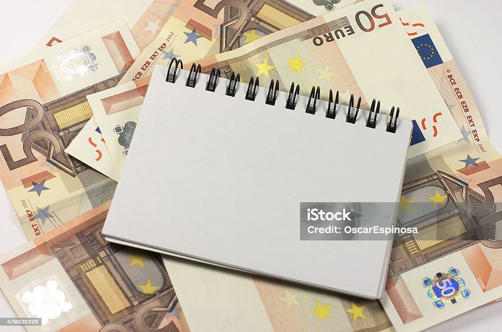 Notebook. Banknoten - Lizenzfrei EU-Währung Stock-Foto