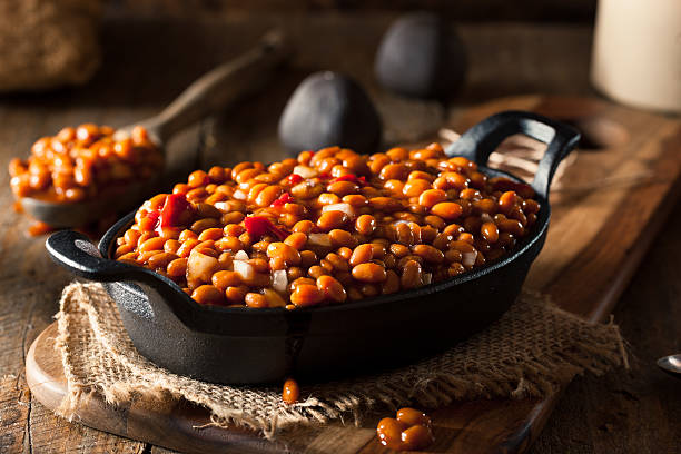 Homemade Barbecue Baked Beans stock photo