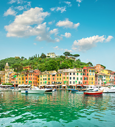 Famous Portofino village on Ligurian coast, Italy, Mediterranean Sea.