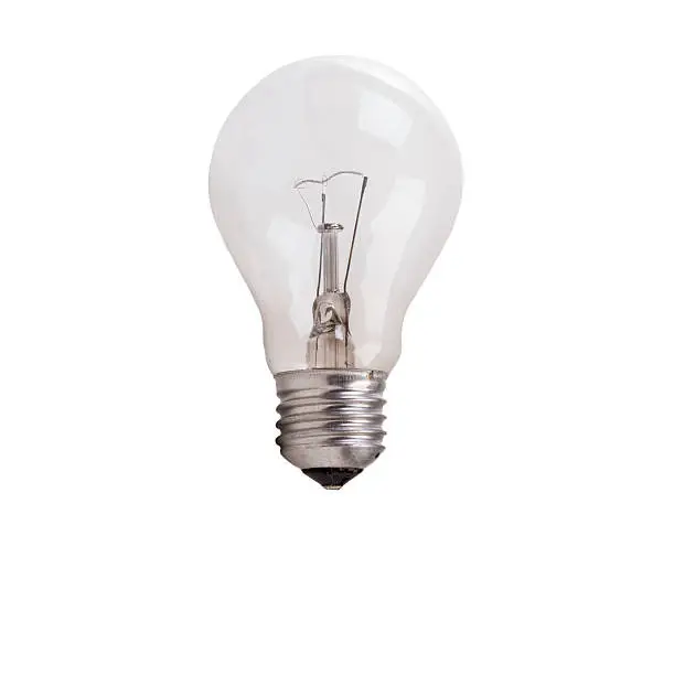 Incandescent lamp on a white background.