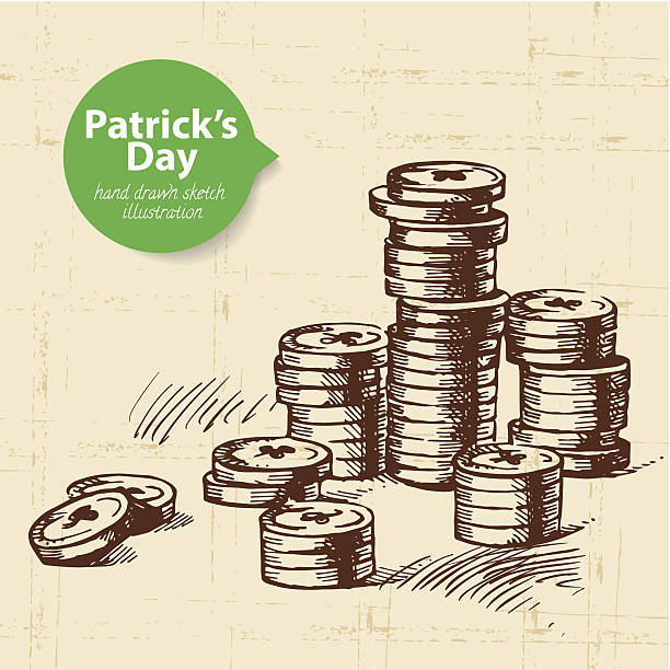 st. patrick's day 배경 - coin label vector illustration and painting stock illustrations