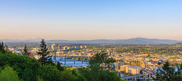 Portland Oregon Panorama stock photo