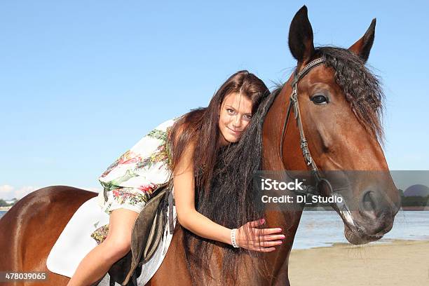 Girl Riding A Horse Stock Photo - Download Image Now - Beach, Horseback Riding, Active Lifestyle