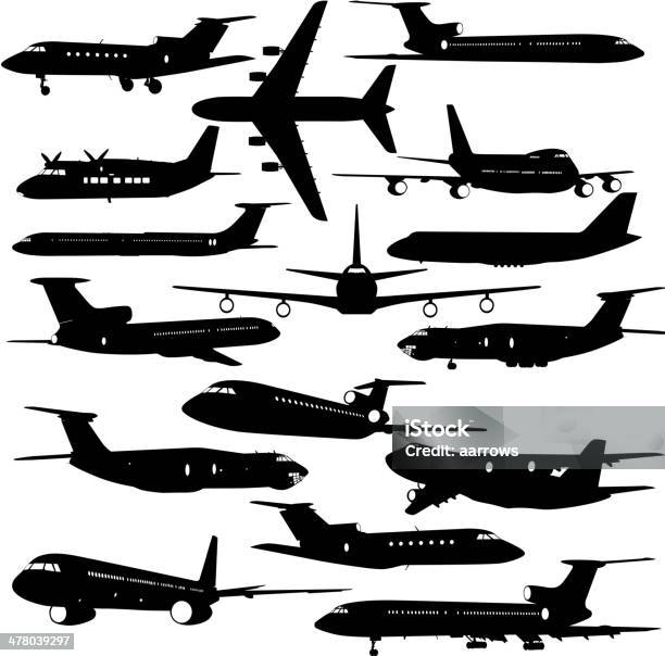 Aircraft Silhouettes Vector Illustration Stock Illustration - Download Image Now - Air Vehicle, Aircraft Wing, Airplane