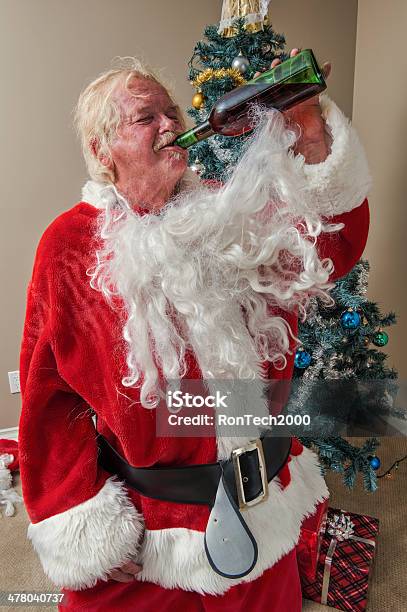 Crazy Old St Nick Stock Photo - Download Image Now - Santa Claus, Drunk, Rudeness