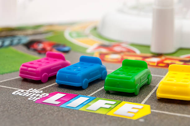 Players ready to start The Game of Life stock photo