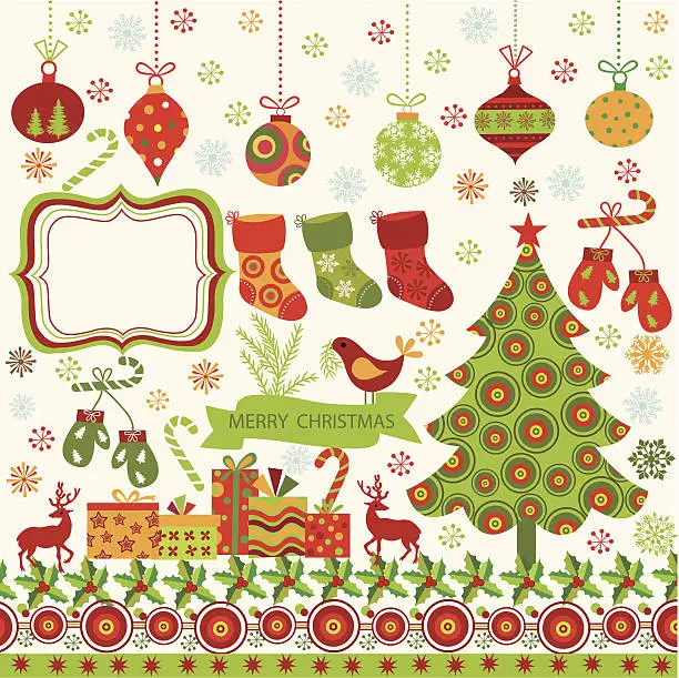 Vector illustration of Christmas elements .