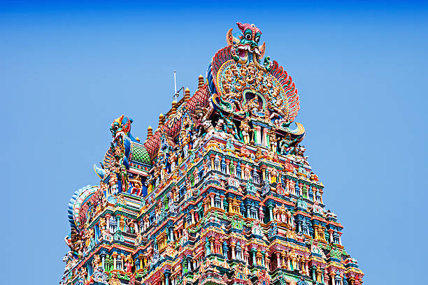 Meenakshi Temple Detail of Meenakshi Temple in Madurai, India menakshi stock pictures, royalty-free photos & images