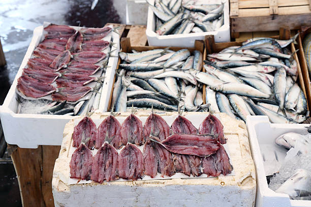 fresco sardine - fish fish market catch of fish market foto e immagini stock