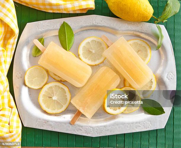 Fresh Lemon Popsicles Stock Photo - Download Image Now - Candy, Checked Pattern, Citrus Fruit