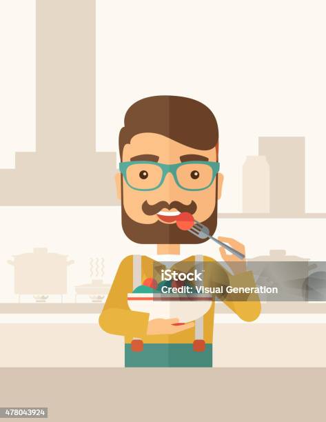Hungry Man Eating Stock Illustration - Download Image Now - 2015, Cartoon,  Computer Graphic - iStock