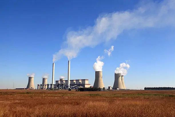 One of South Africa's power stations.  Power stations used to create electricity through coal.