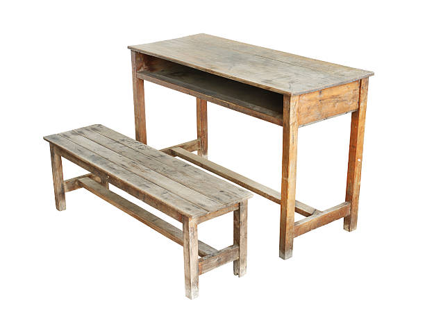 istock Vintage wooden school table and chair 478047203