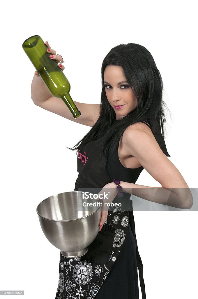 Mulher do Chef cozinhar com vinho - Foto de stock de Adulto royalty-free