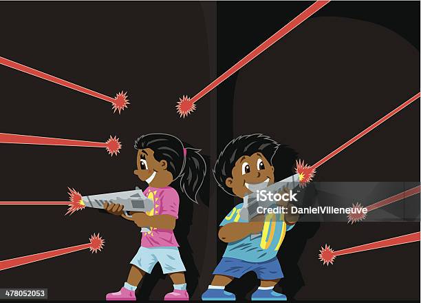 Cute Laser Tag Kids Stock Illustration - Download Image Now - Aiming, Boys, Child