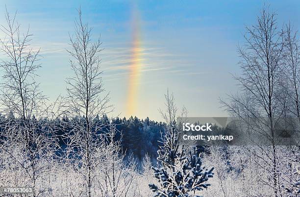 Зимние Rainbow Halo — стоковые фотографии и другие картинки Без людей - Без людей, Ветвь - часть растения, Время года