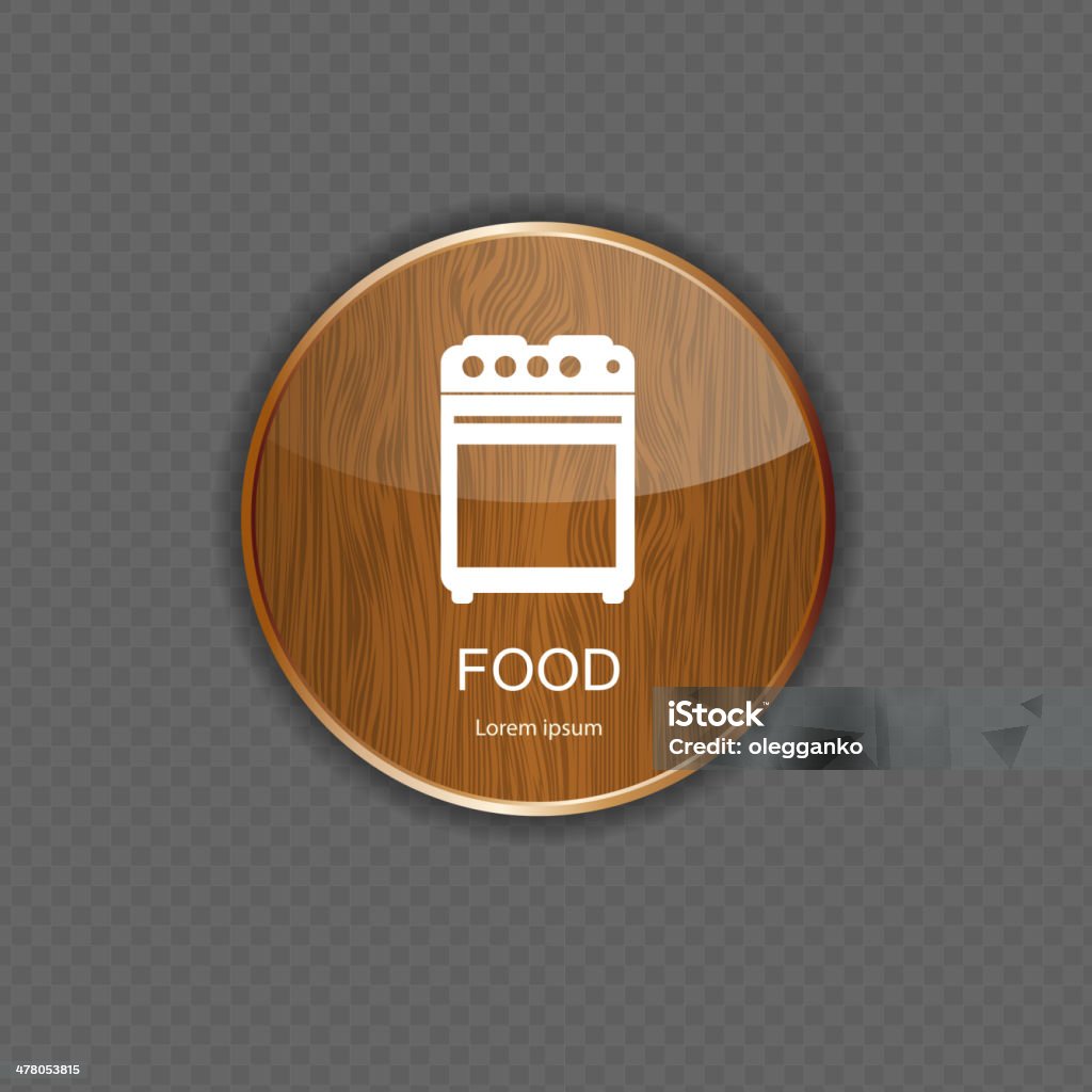 Nourriture et boissons icônes d'application en bois - clipart vectoriel de Affaires libre de droits