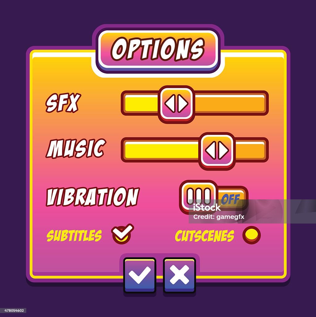 Options Menu Game Graphics Options Menu Space Style Game Buttons Asset Stock Illustration ...