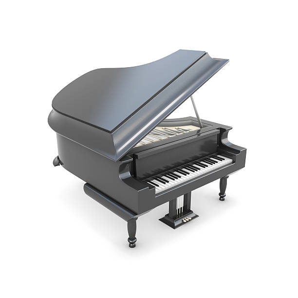 istock Black grand piano on a white 478055610