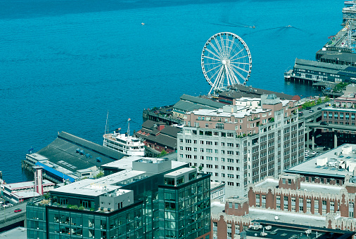 Partial view of Seattle waterfront from Smith Tower