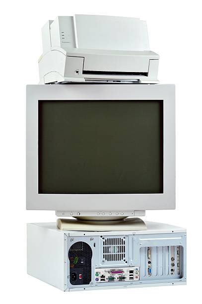 istock Obsolete PC computer, printer and CRT monitor 478055761
