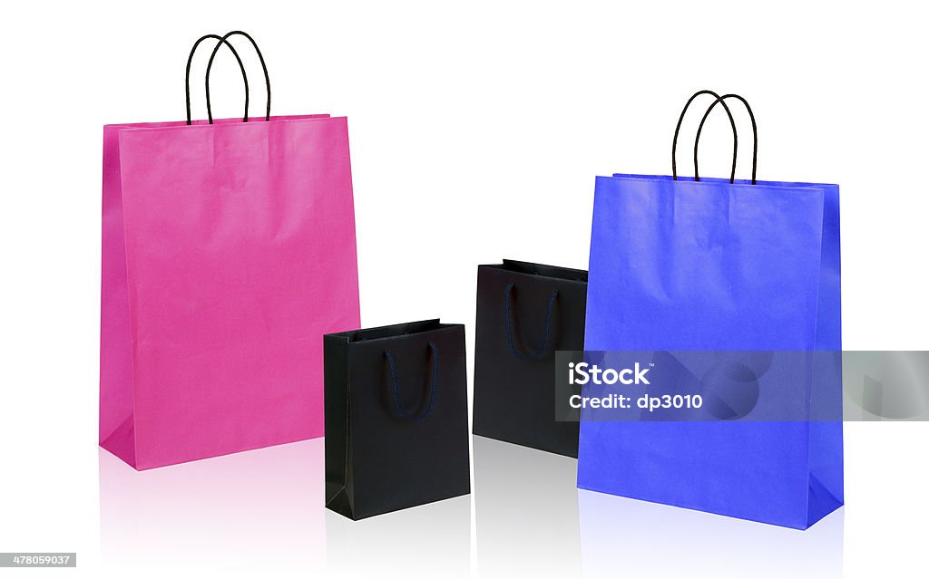 Quatro sacos de compras. - Royalty-free Azul Foto de stock