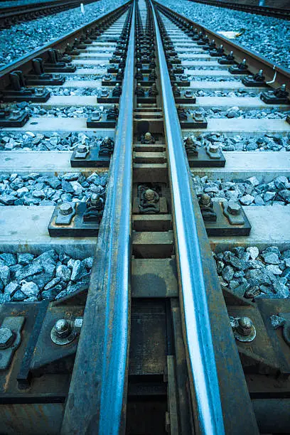 railroad macro on the track bed