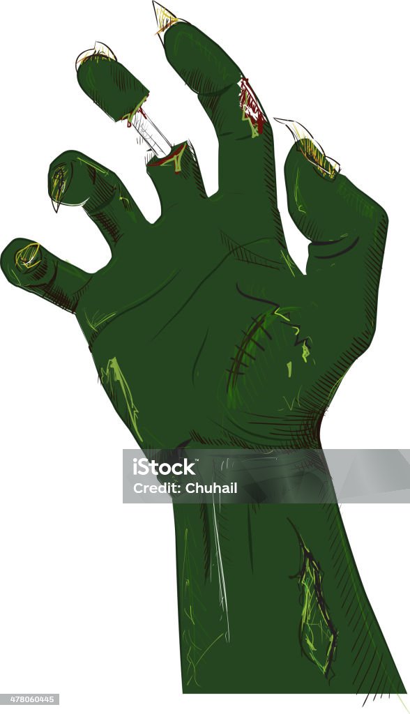 Zombie main isolé sur blanc - clipart vectoriel de Automne libre de droits