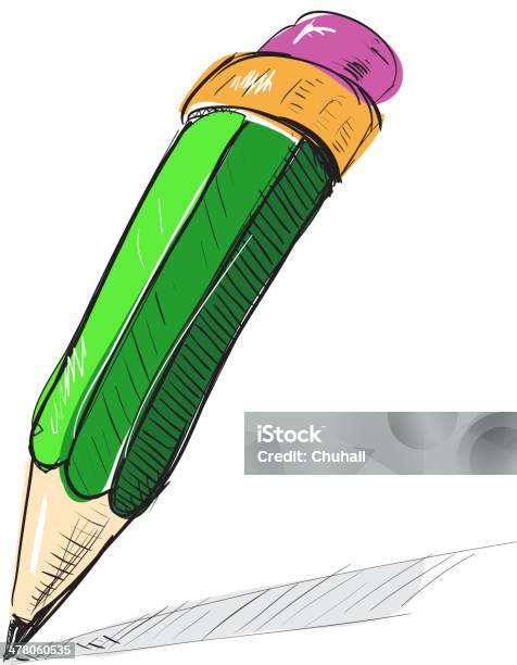 Crayon Isolé Sur Blanc Vecteurs libres de droits et plus d'images vectorielles de Crayon - Crayon, En bois, Fond