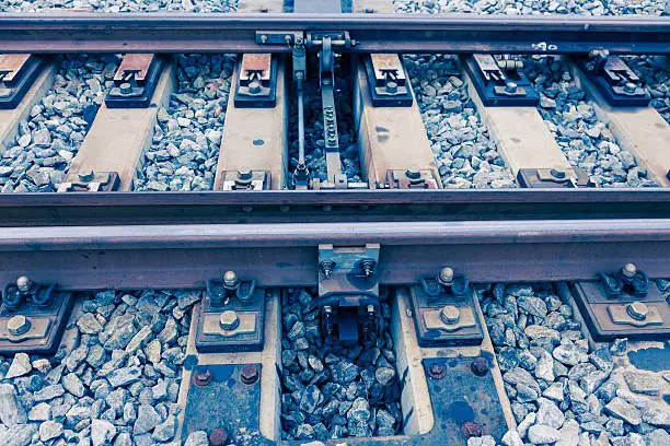 railroad macro on the track bed