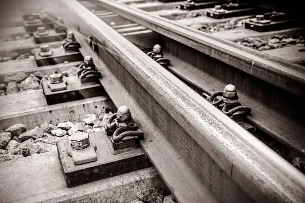 railroad macro on the track bed