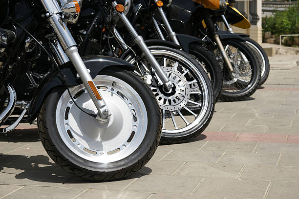 motorbikes in the parking lot