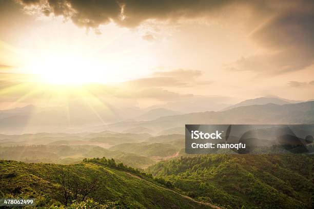 Mountains Under Mist Stock Photo - Download Image Now - Asia, Beauty In Nature, Blue