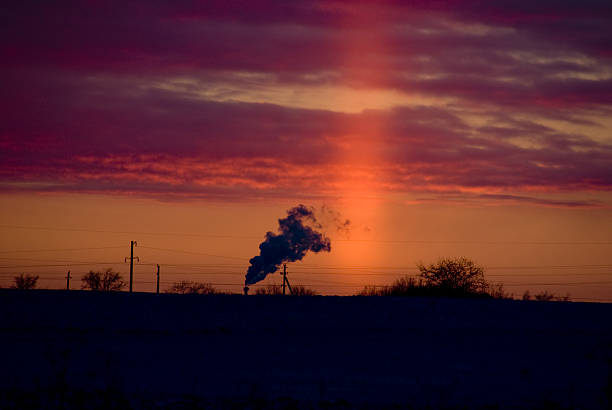 unique halo in the winter sunrise sky